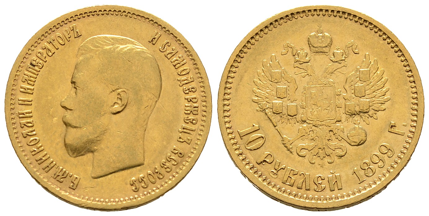 PEUS 7682 Russland 7,74 g Feingold. Zar Nikolaus II. (1894 - 1917) 10 Rubel GOLD 1899 AR Sehr schön