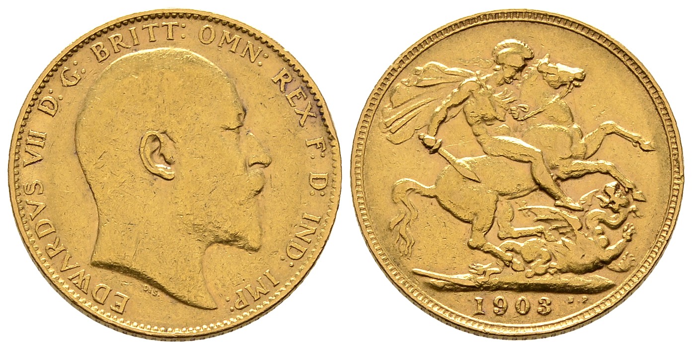 PEUS 7689 Grossbritannien 7,32 g Feingold. Edward VII. (1901 - 1910) Sovereign GOLD 1903 Sehr schön