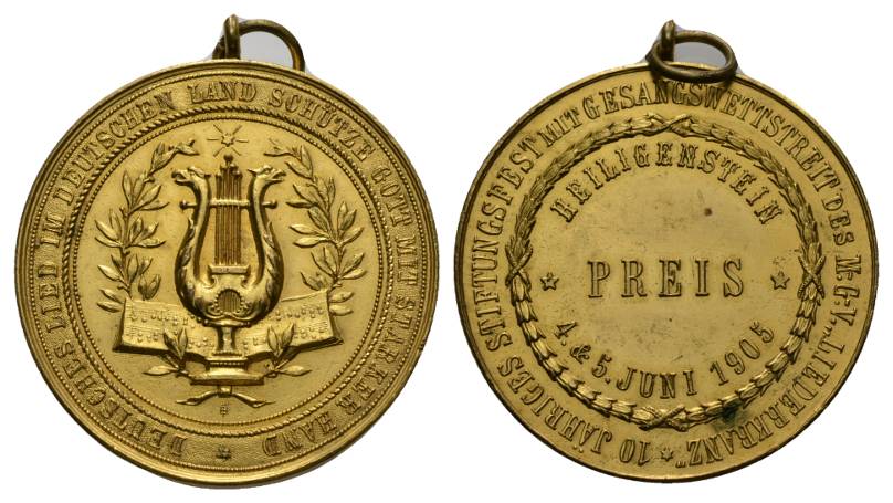  tragbare, vergoldete Bronzemedaille 1905; Ø 45,5 mm; 34 g   