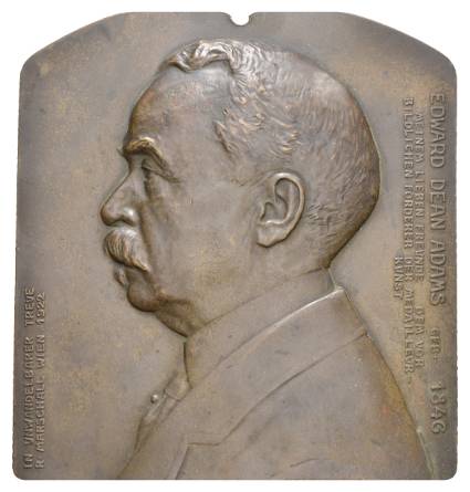  Edward Dean Adams, Bronzeplakette 1922, einseitig; 87x99 mm; 294 g   