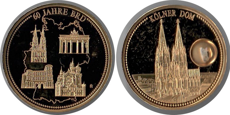  Medaille '60 J. Bundesrep. Deutschland' Kölner Dom   FM-Frankfurt Gewicht: 54g  vorzüglich   