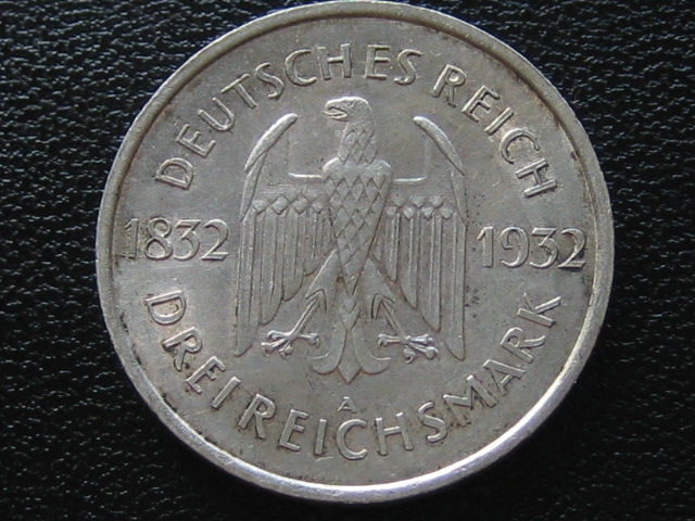  Weimarar Republik 3 Mark 1932 A Goethe   