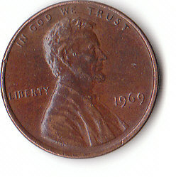 USA (C102)b. 1 Cent 1969 o.MZ. siehe scan