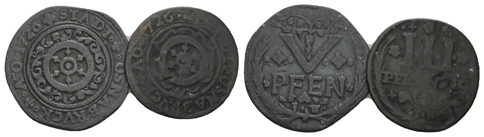  Altdeutschland, 2 Kleinmünzen (1726)   