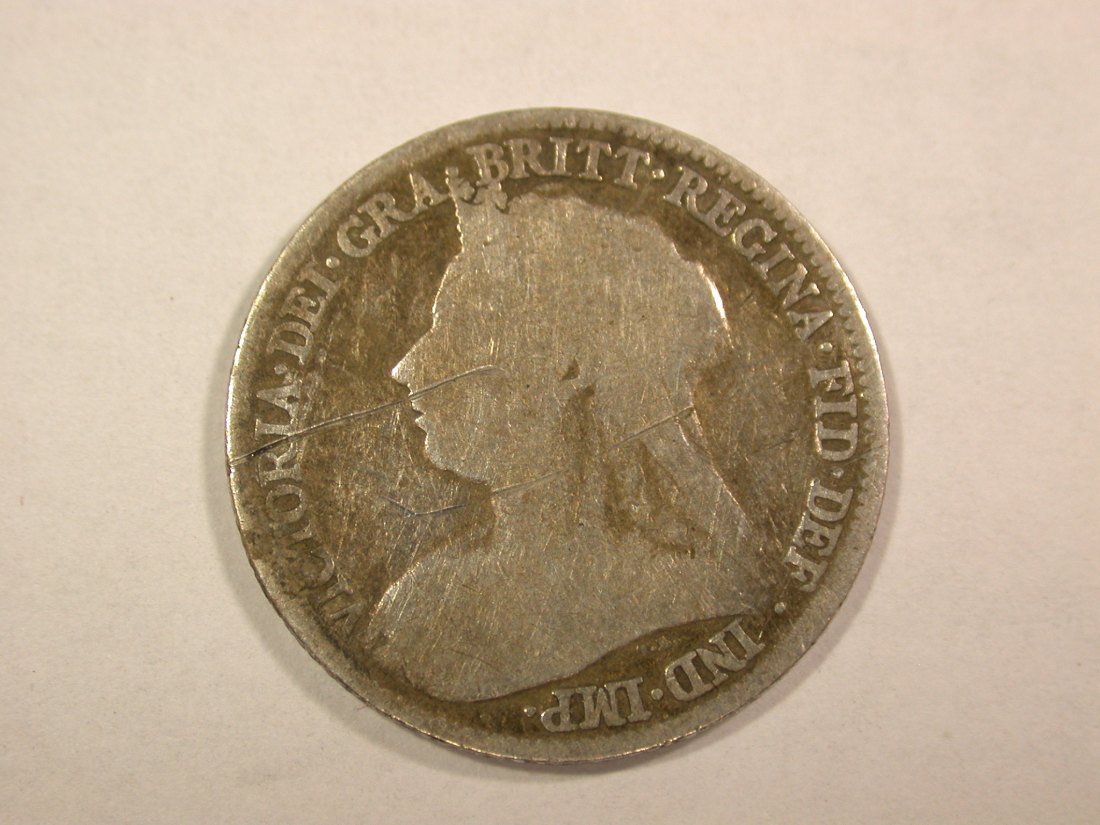  B08 Großbritannien Six Pence Victoria 1897 in f.ss  Originalbilder   