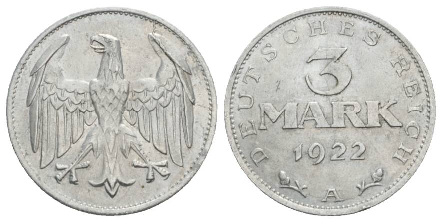  Weimarer Republik, 3 Mark 1922   