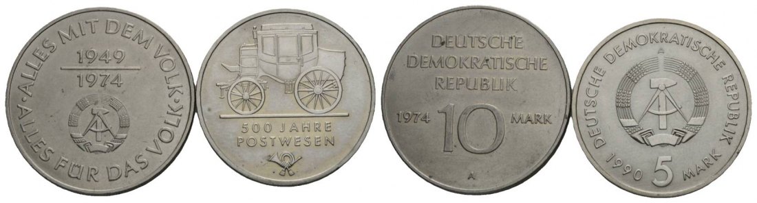  DDR, 10 Mark 1974, J. 1551; 5 Mark 1990, J. 1631   