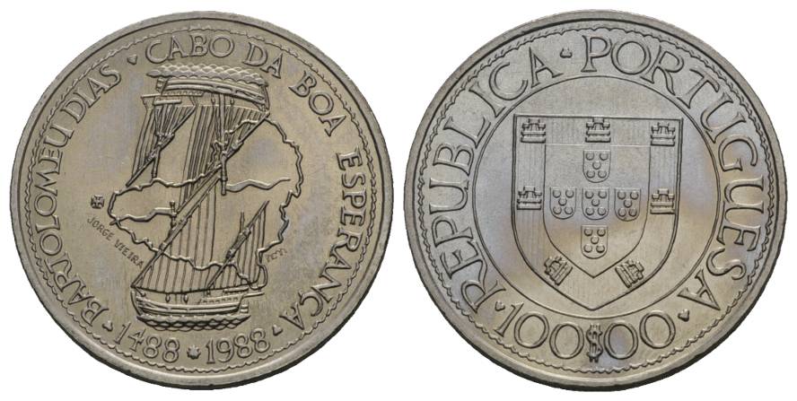  Schifffahrtsmünze; Portugal 100 Escudo 1988; 16,59 g, Ø 34 mm   