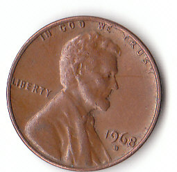 USA (C129)b. 1 Cent 1968 D siehe scan