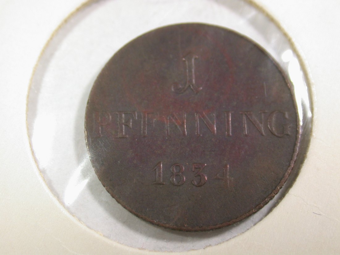  B41 Bayern  1 Pfennig 1834 in ss+   Originalbilder   