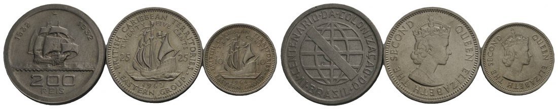  Schifffahrtsmünzen; 3 Kleinmünzen 1932/1963/1964   