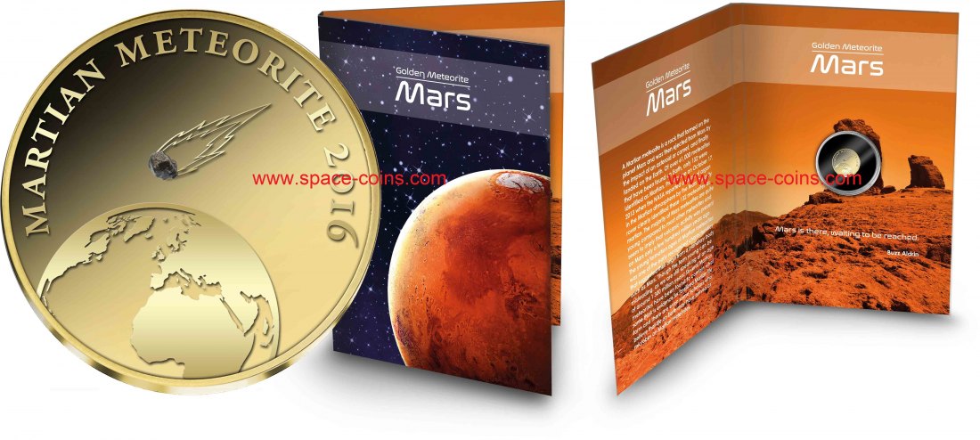2016 Tschad, Mars Meteorit, 3000 Francs, Gold! Martian Meteorite, Goldcoin Chad