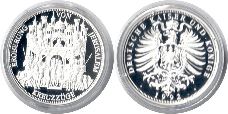  Deutschland  Medaille 1992  FM-Frankfurt Feingewicht: 20g Silber PP Eroberung von Jerusalem   