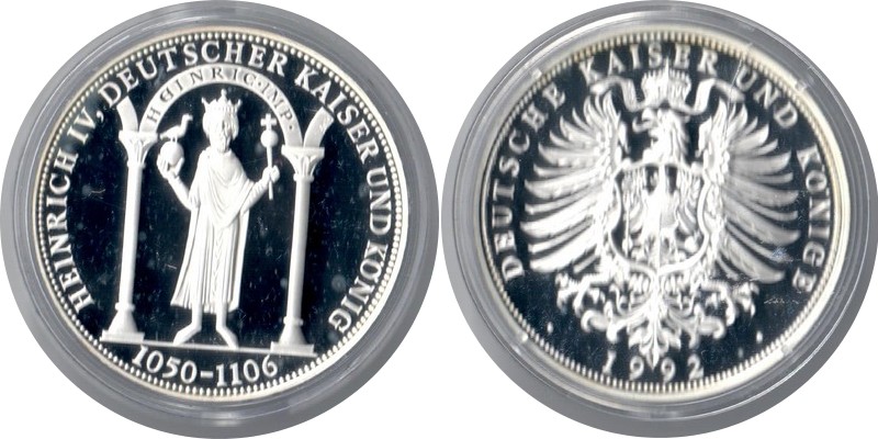  Deutschland  Medaille 1992  FM-Frankfurt Feingewicht: 20g Silber PP Heinrich IV.   
