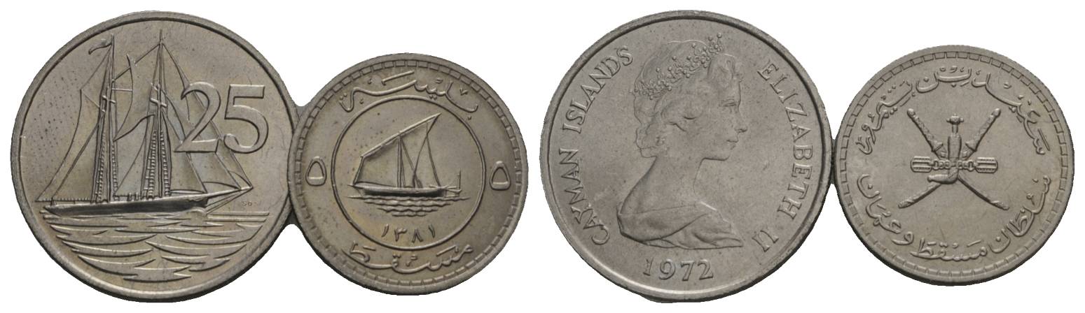  Schifffahrtsmünzen; Ausland, 2 Kleinmünzen; Cu-Ni   