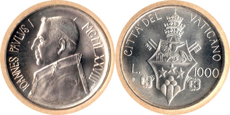  Vatican  1000 Lire   1978   FM-Frankfurt  Feingewicht: 12,19g Silber  vorzüglich   
