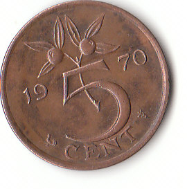 Niederlande (C163)b. 5 Cent 1970 siehe scan