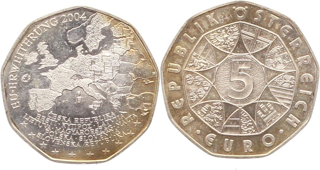  7355 Österreich 5 Euro Silber 2004 EU Erweiterung   