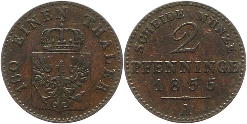  7461 Preußen 2 Pfennig 1855 A   