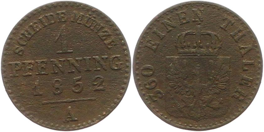  7464 Preußen 1 Pfennig 1852 A   