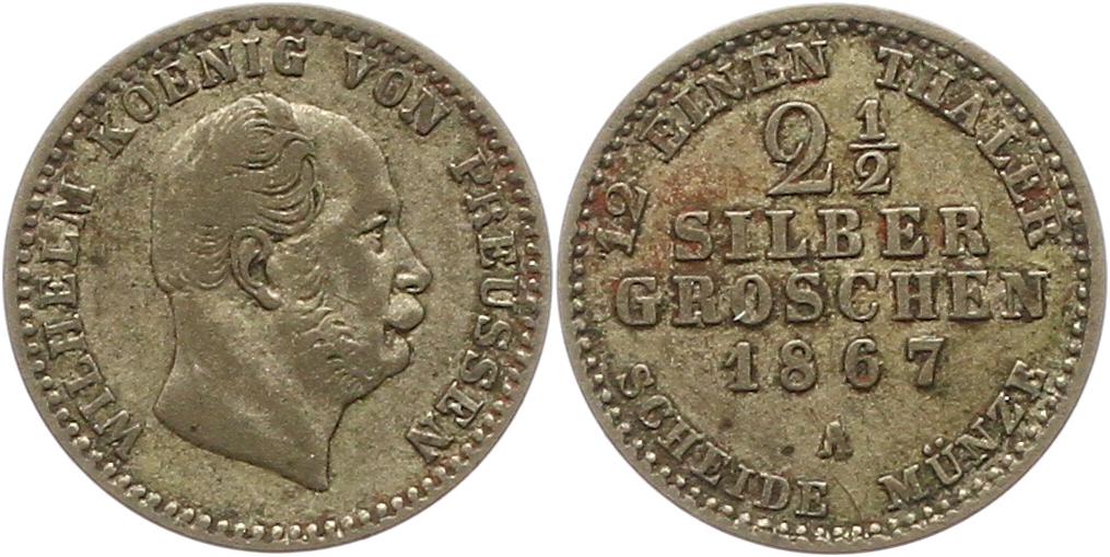  7468 Preußen 2 1/2 Silbergroschen 1867   