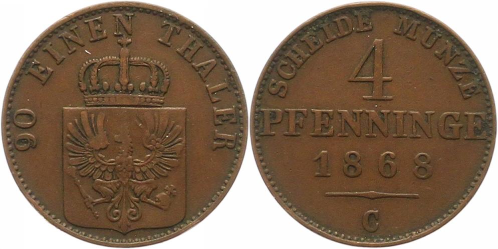  7486 Preußen 4 Pfennig 1868 C   