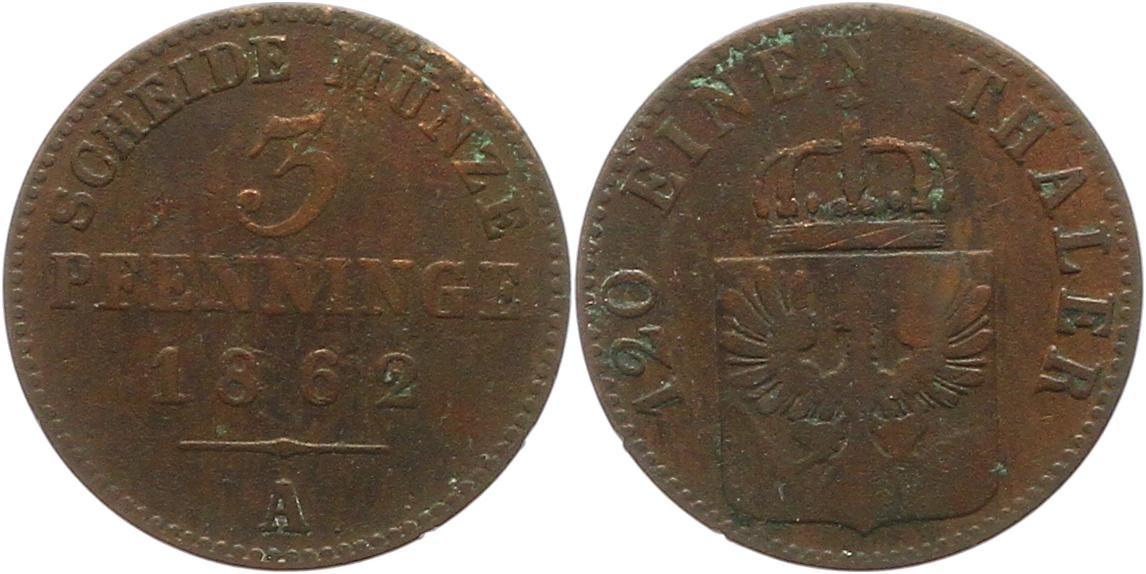  7488 Preußen 3 Pfennig 1862 A   