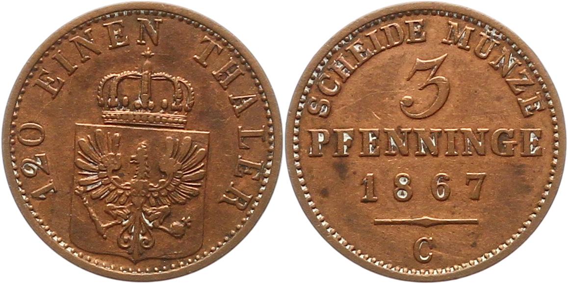  7492 Preußen 3 Pfennig 1867 C   