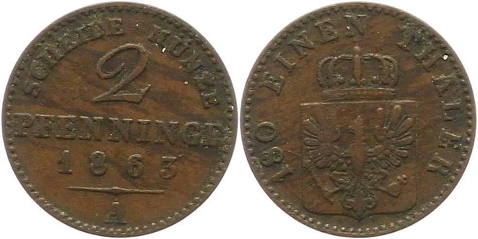  7496 Preußen 2 Pfennig 1863 A   