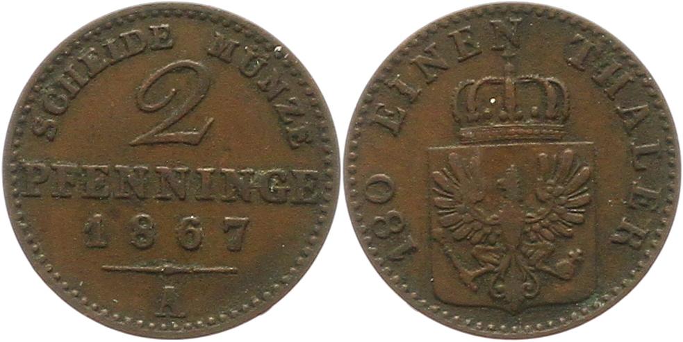  7498 Preußen 2 Pfennig 1867 A   
