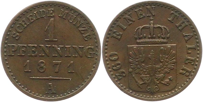  7500 Preußen   Pfennig 1871 A   