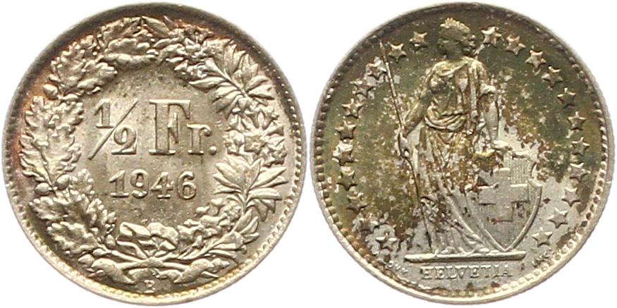  7509 Schweiz 1/2 Franken Silber 1940   