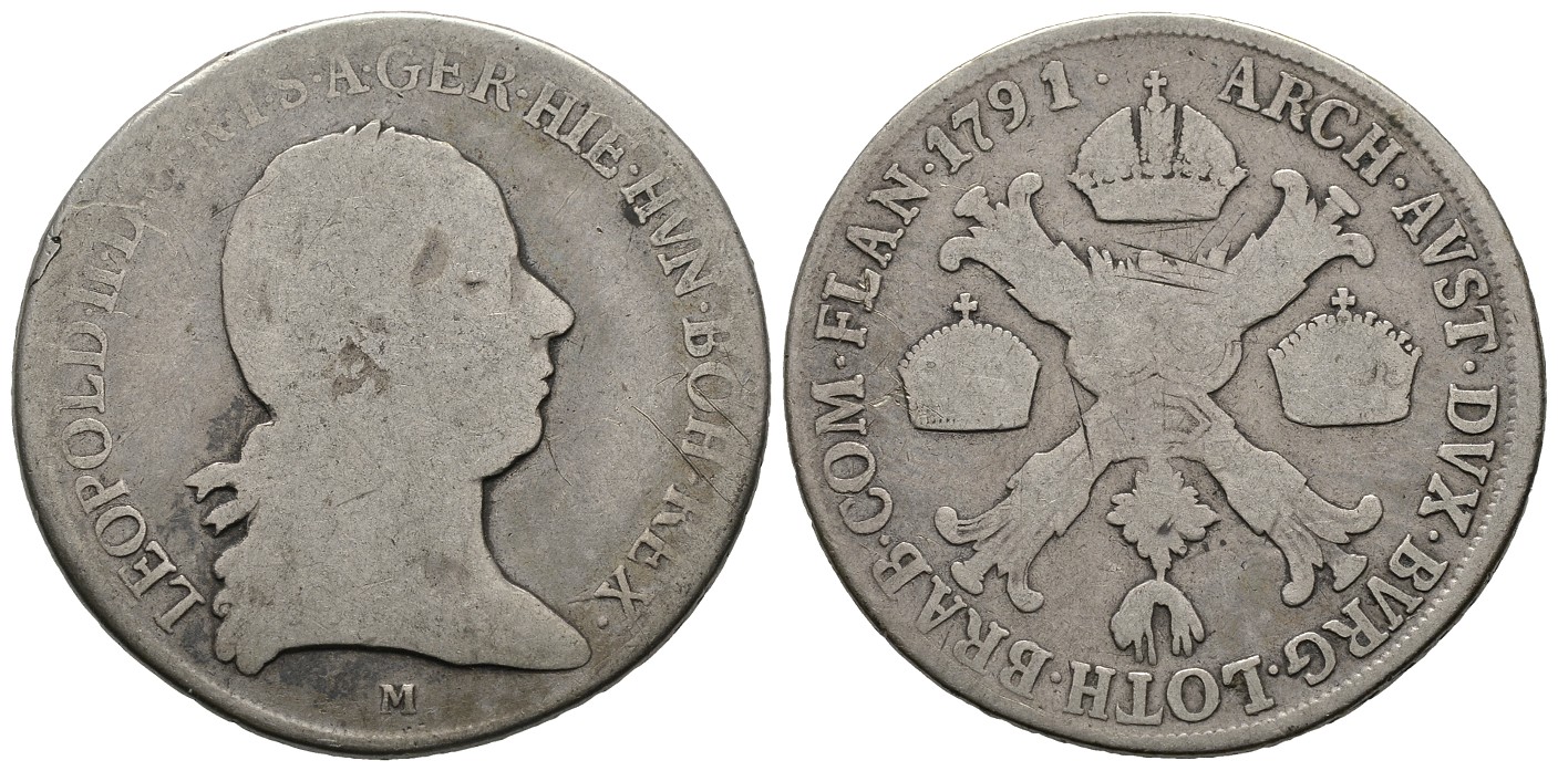 PEUS 7789 Österreich Leopold II. (1790 - 1792) 1/2 Kronentaler 1791 M Mailand Schön