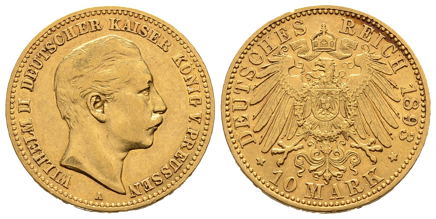 PEUS 7802 Preußen 3,58 g Feingold. Wilhelm II. (1888 - 1918) 10 Mark GOLD 1893 A Sehr schön