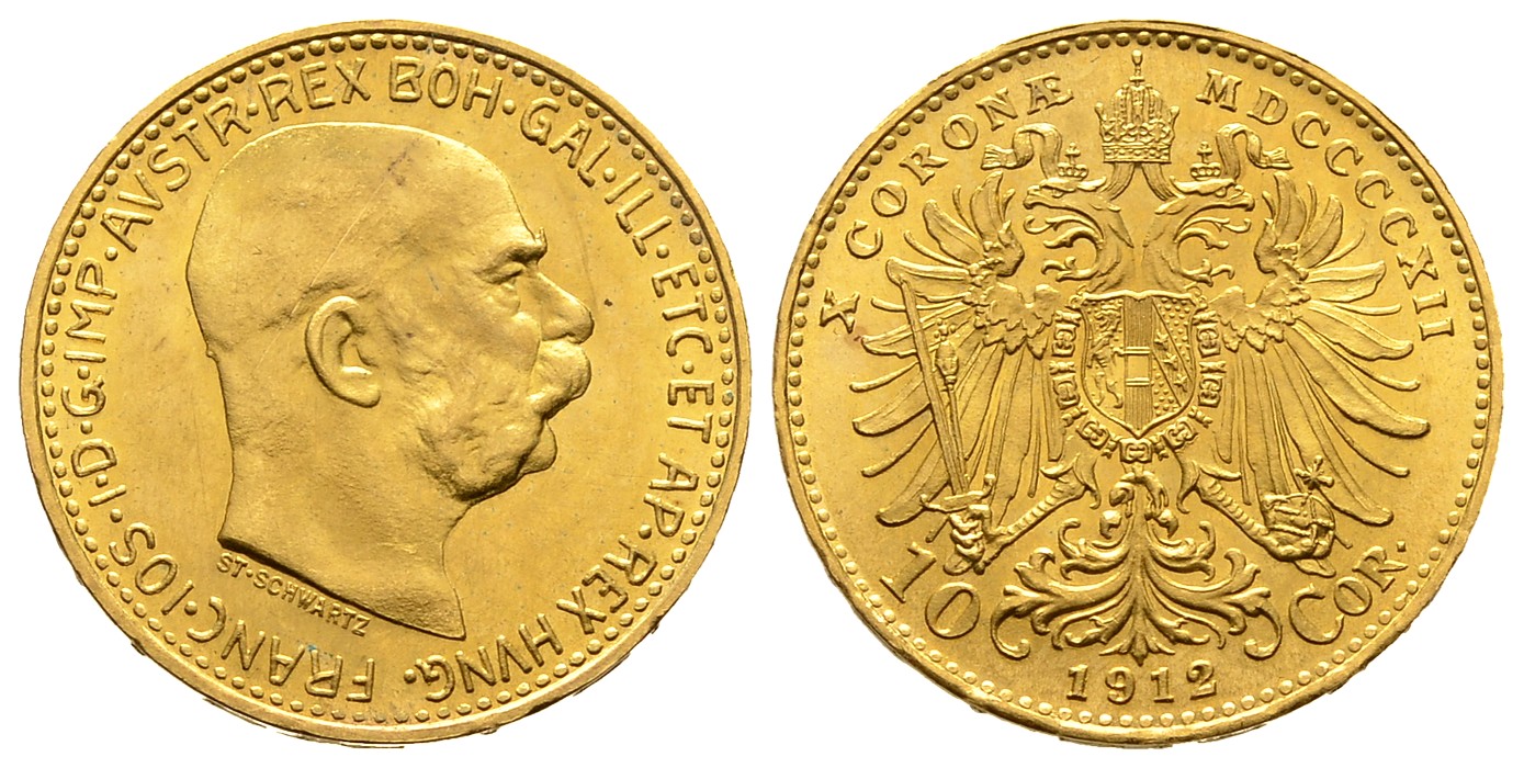 PEUS 7803 Österreich 3,05 g Feingold. Franz Joseph I. (1848 - 1916) 10 Kronen GOLD 1912 Stempelglanz