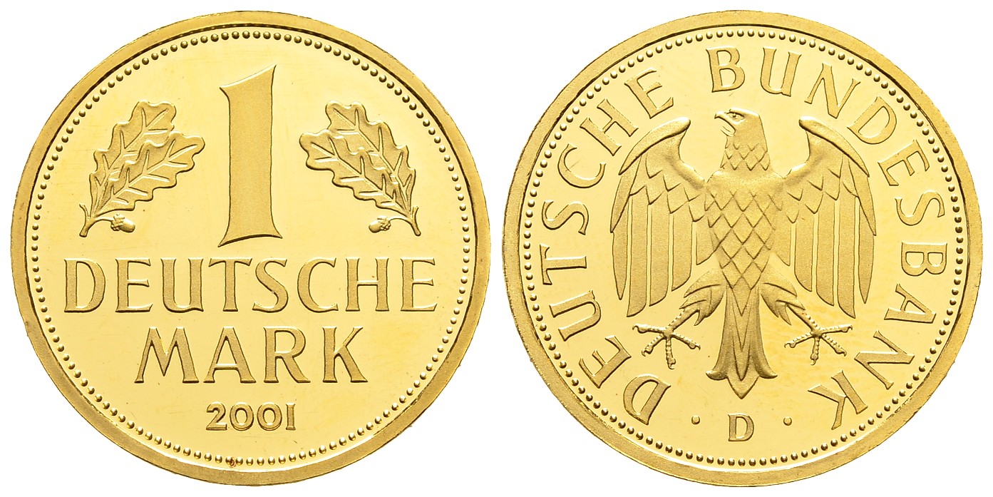 PEUS 7808 BRD 12 g Feingold. 1 Mark GOLD 2001 D München Stempelglanz (Originalkapsel)