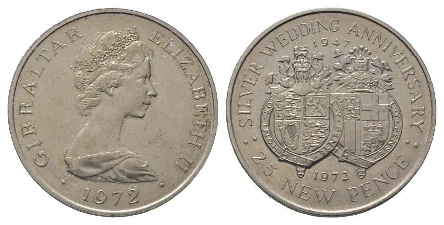  Großbritannien Elizabeth II, 25 New Pence 1972; Cu-Ni, 27,98 g, Ø 39 mm   