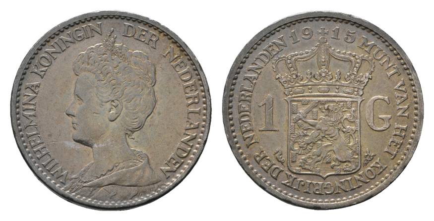  Niederlande, 1 Guilder 1915; AG, 9,98 g, Ø 28,5 mm   