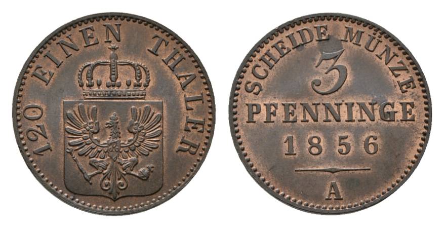  Brandenburg-Preußen, 3 Pfennig 1856 A   