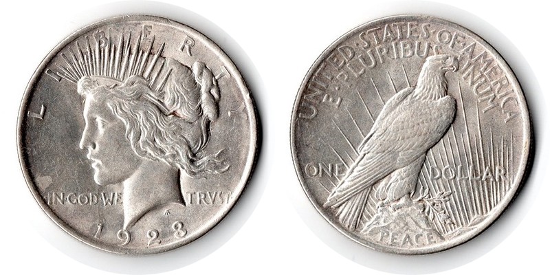  USA  1 Dollar(Peace Dollar) 1923  FM-Frankfurt Feingewicht: 24,06g Silber sehr schön/vz   
