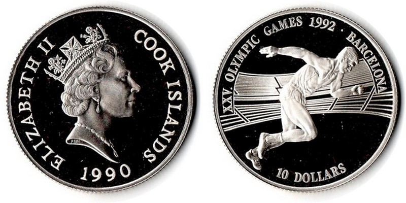  Cook Island  10 Dollar  1990  FM-Frankfurt  Feingewicht: 9,25g Silber pp   