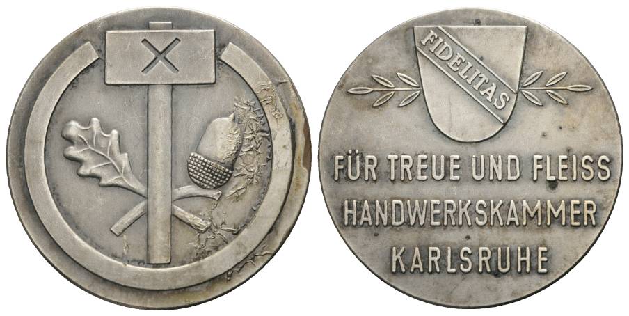  Medaille o.J.; versilberte Bronze; Ø 45 mm, 34,23 g   
