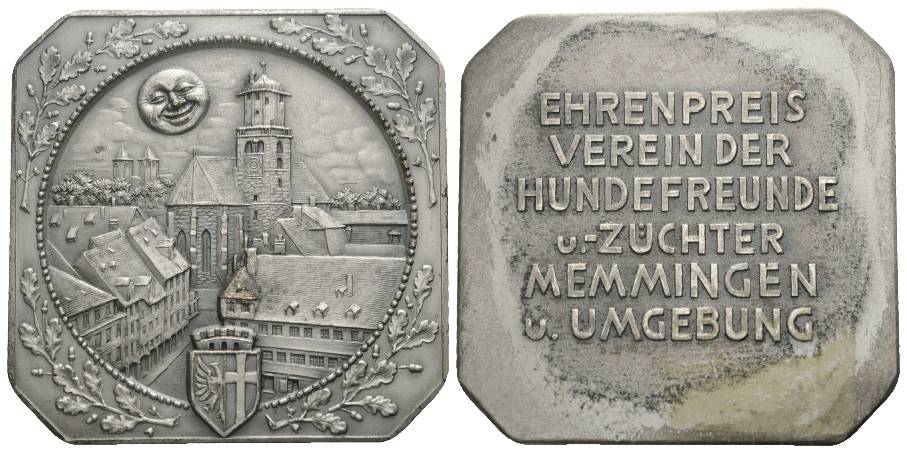  Medaille o.J., Verein der Hundefreunde und -Züchter; versilberte Bronze; H 52 x B 52 mm, 52,9 g   