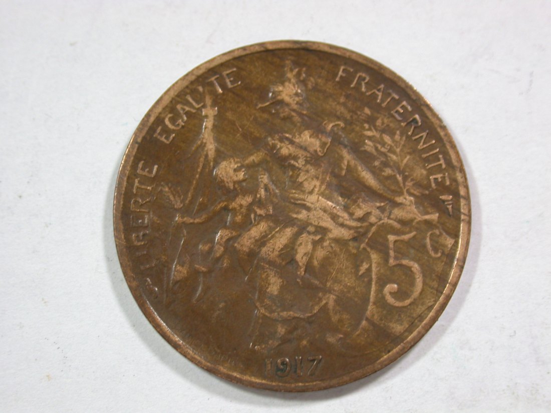  B43 Frankreich 5 Centimes 1917 in ss+ Originalbilder   