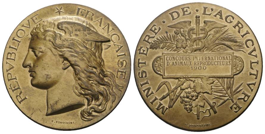  Frankreich, Bronzemedaille 1900; Ø 51,5 mm, 62,91 g   