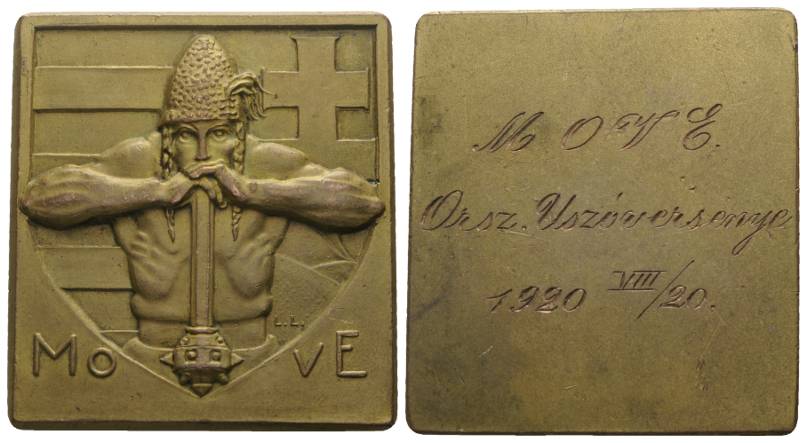 Bronzeplakette 1920; H 50,4 x B 46,0 mm, 52,05 g   