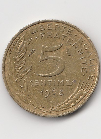  5 Centimes Frankreich 1968 (B970)   