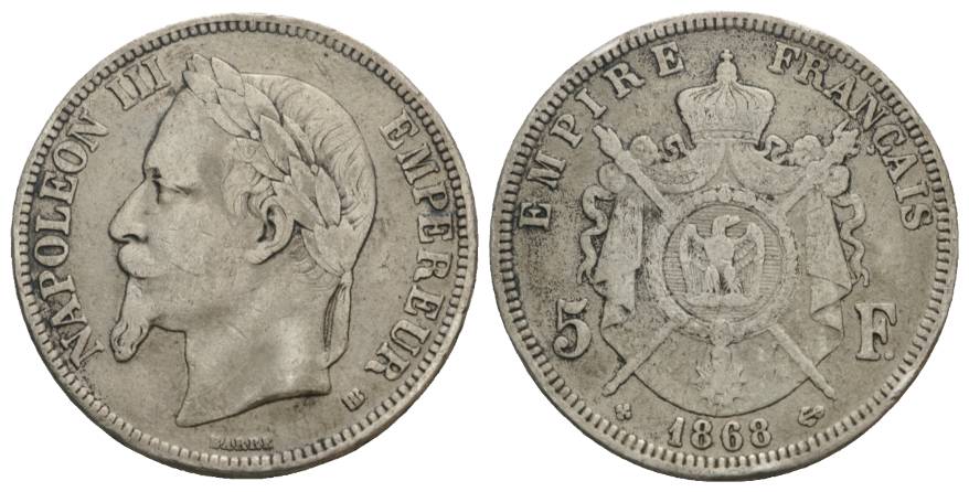  Frankreich, 5 Francs 1868   