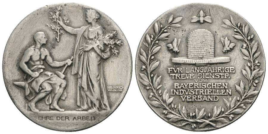  Medaille, Bayrischer Industriellenverband; Ø 50 mm, 50,20 g; Silber; Randfehler   