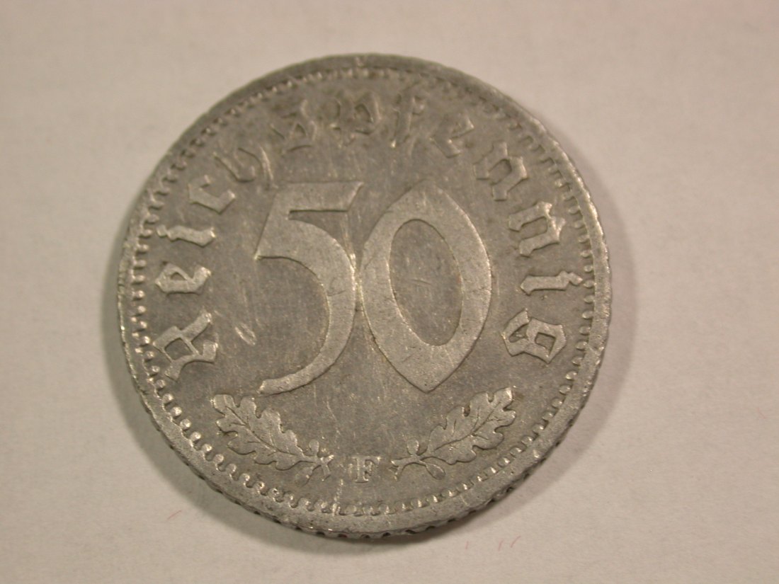  B15 3.Reich 50 Pfennig Alu  1940 F in fast sehr schön  Originalbilder   